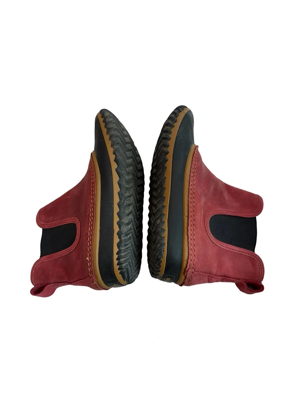 Sorel Out 'N About Chelsea Rain Boots Red Waterproof Rubber Ankle Booties Size 8